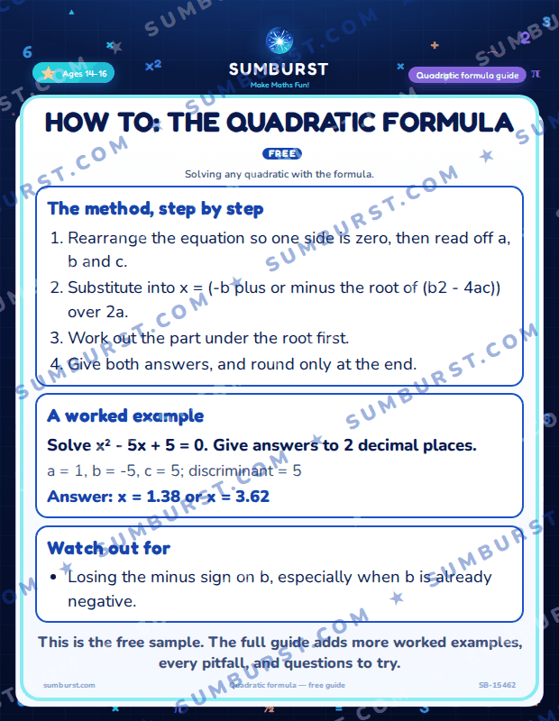 Preview of the How to: The Quadratic Formula worksheet