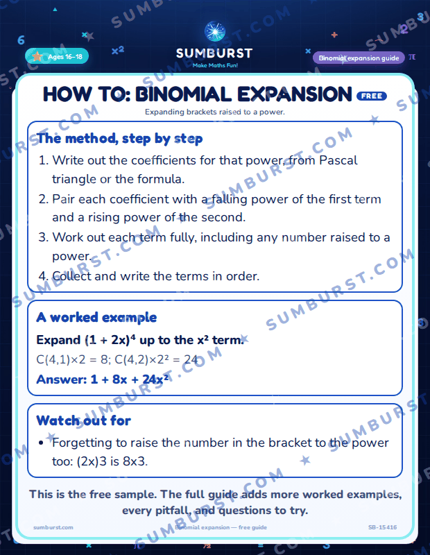 Preview of the How to: Binomial Expansion worksheet