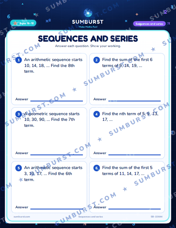 Preview of the Sequences and Series worksheet