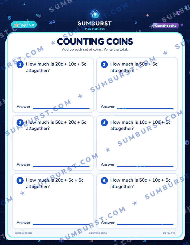 Preview of the Counting Coins worksheet