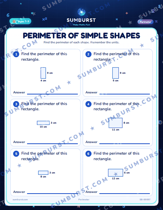 Preview of the Perimeter of Simple Shapes worksheet