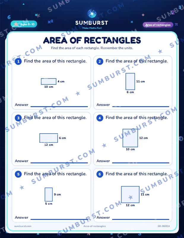 Preview of the Area of Rectangles worksheet