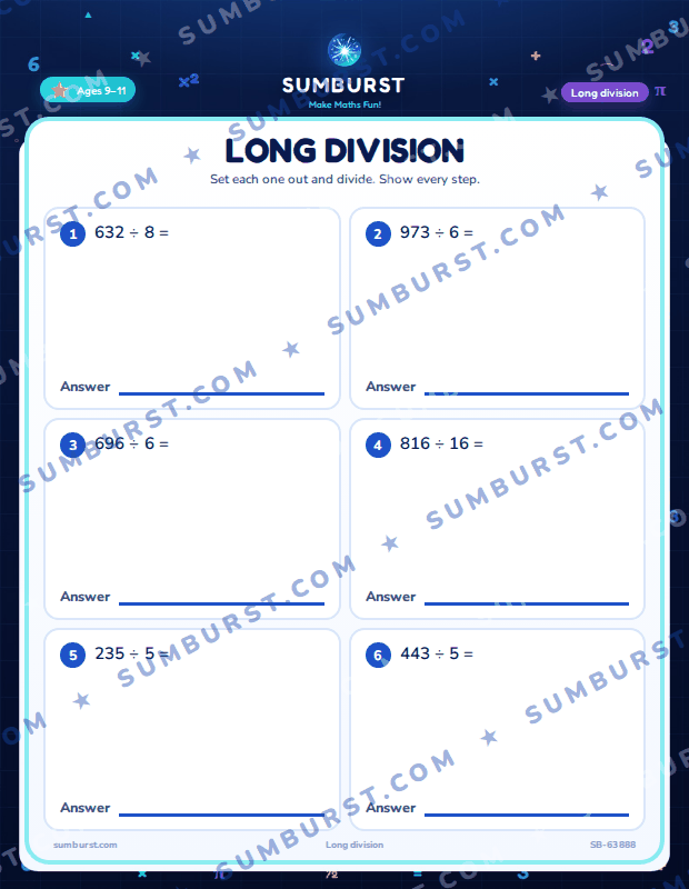 Preview of the Long Division worksheet