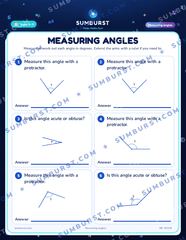 Preview of the Measuring Angles worksheet