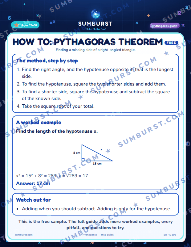 Preview of the How to: Pythagoras Theorem worksheet