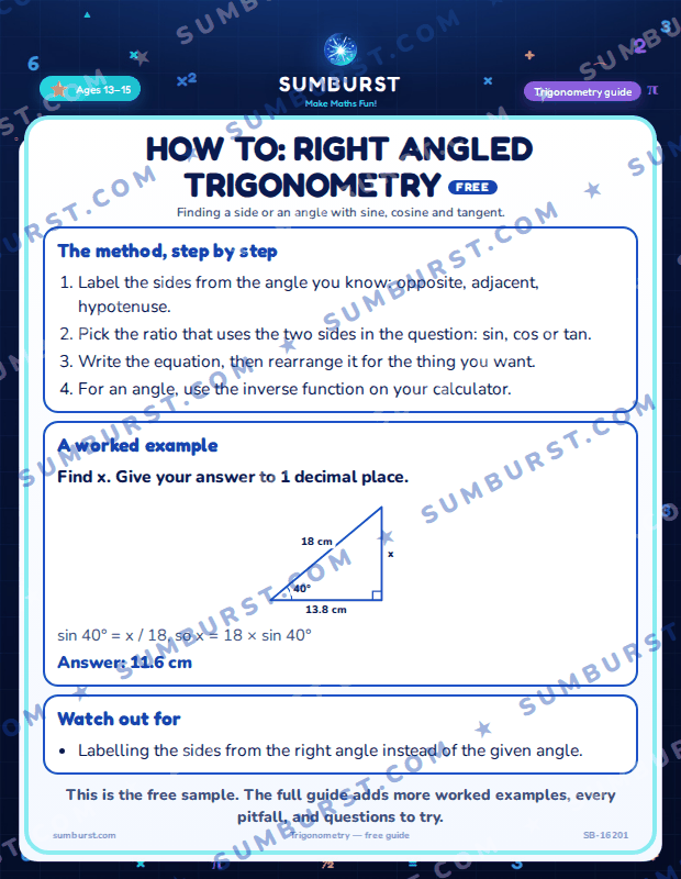 Preview of the How to: Right Angled Trigonometry worksheet